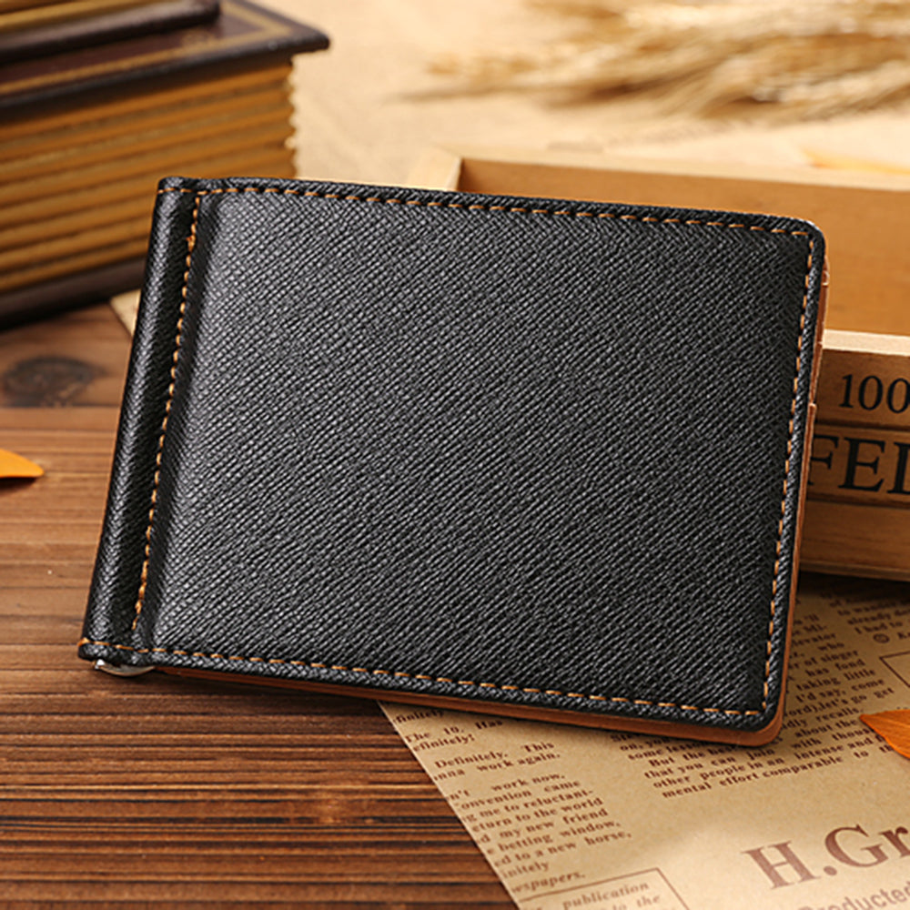 Creative Ultra-thin Bi-fold PU Leather Card Holders Wallet with Money Clip