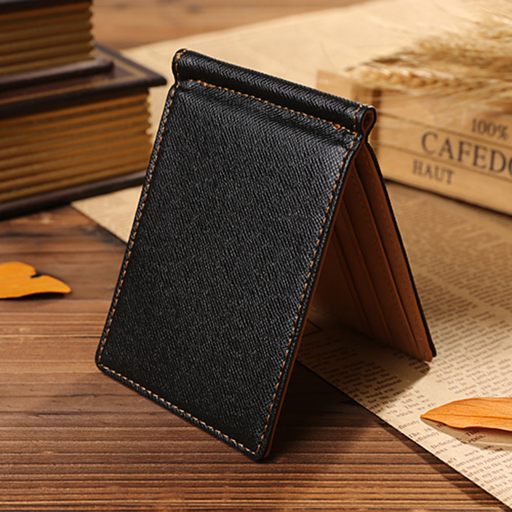 Creative Ultra-thin Bi-fold PU Leather Card Holders Wallet with Money Clip