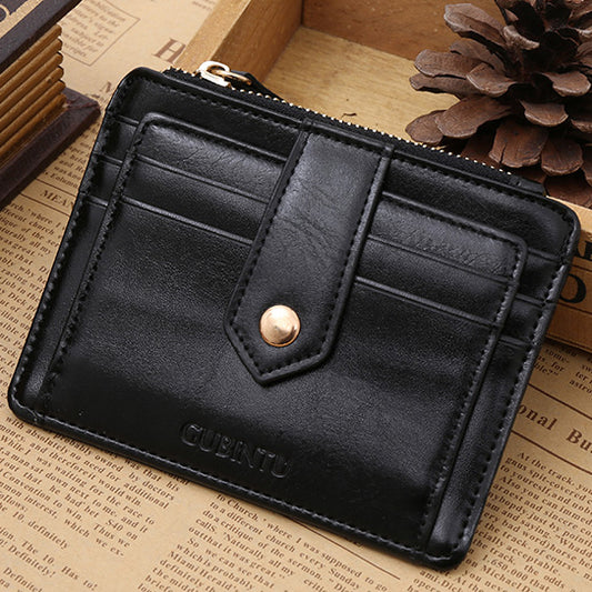 Creative Genuine Leather Zipper Men's Wallet Credit Card Holder Money Clip