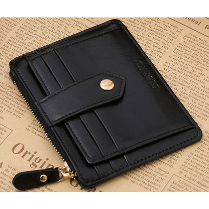 Creative Genuine Leather Zipper Men's Wallet Credit Card Holder Money Clip