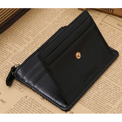 Creative Genuine Leather Zipper Men's Wallet Credit Card Holder Money Clip