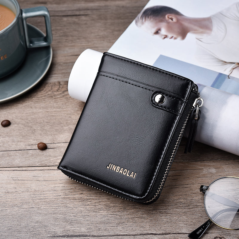 Casual Zipper Men Wallet Purse Leather Card Bag