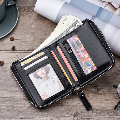 Casual Zipper Men Wallet Purse Leather Card Bag