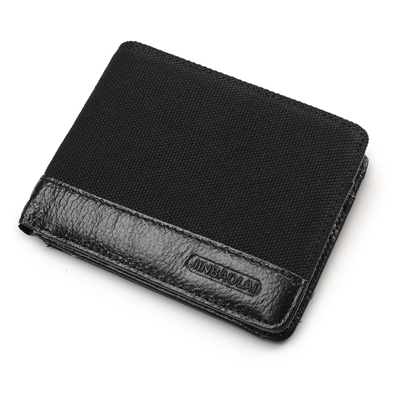 Leisure Men Bi-fold Wallet Card Coin Holder Slim Genuine Leather Short Purse