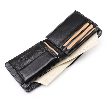 Leisure Men Bi-fold Wallet Card Coin Holder Slim Genuine Leather Short Purse