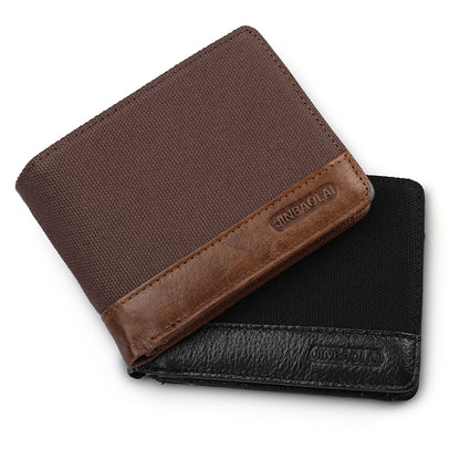 Leisure Men Bi-fold Wallet Card Coin Holder Slim Genuine Leather Short Purse