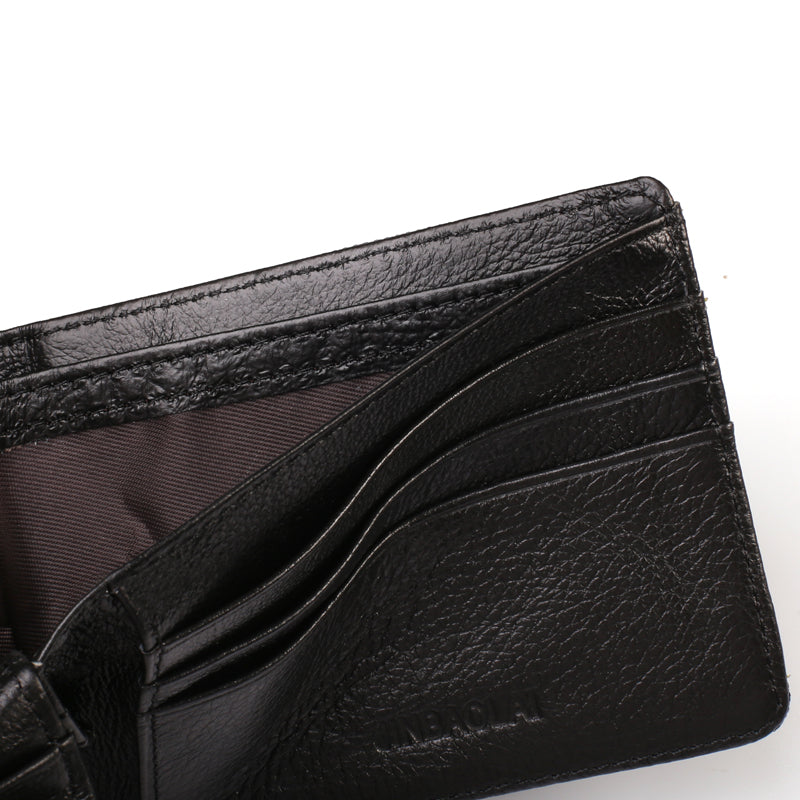 Leisure Men Genuine Leather Short Purse Card Coin Holder Bi-fold Wallet