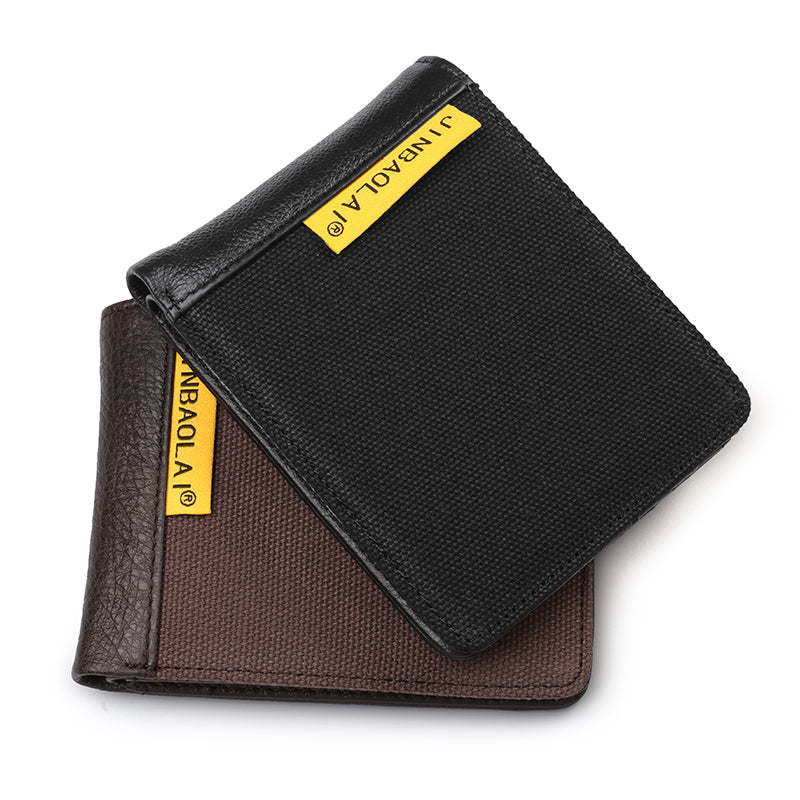 Leisure Men Genuine Leather Short Purse Card Coin Holder Bi-fold Wallet