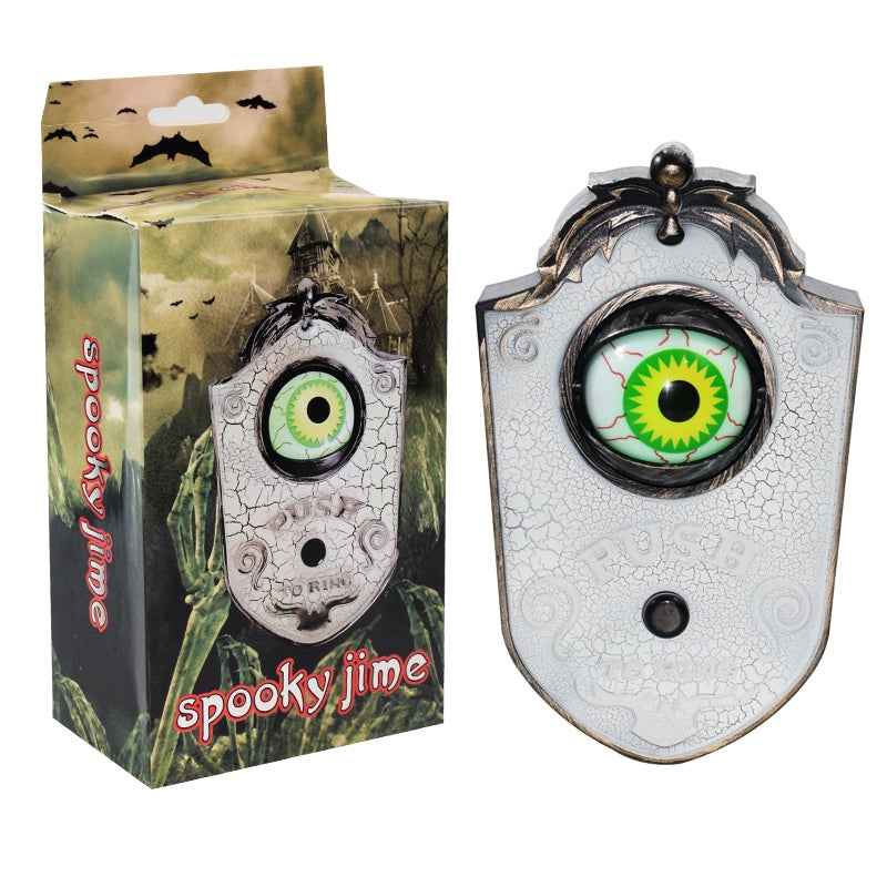 Novelty Halloween Door Decoration Horror Props Creepy Eye Doorbell Home Bar Scary Rotating Eye Doorbell