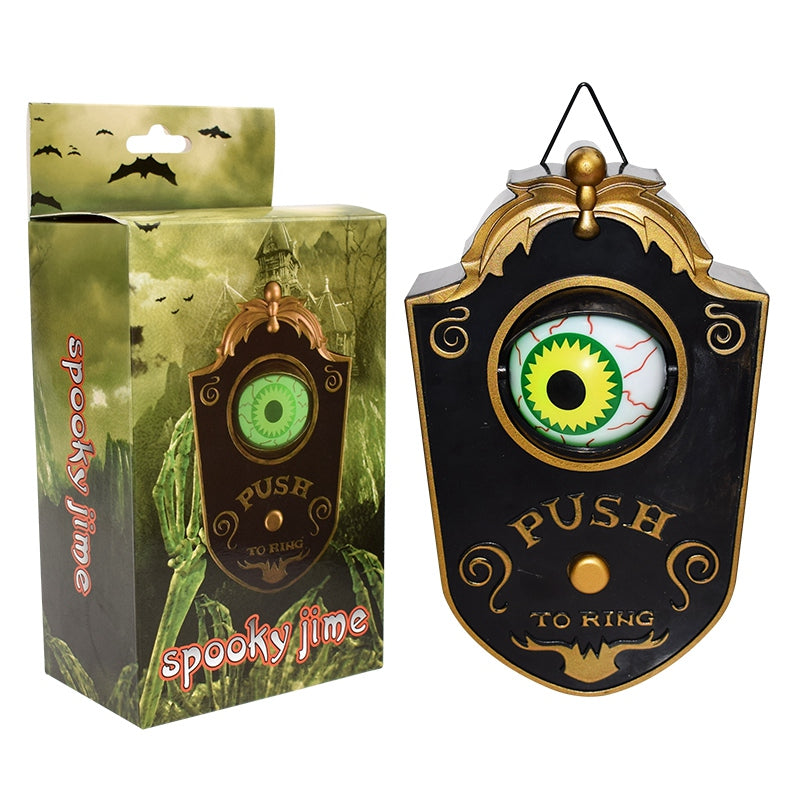 Novelty Halloween Door Decoration Horror Props Creepy Eye Doorbell Home Bar Scary Rotating Eye Doorbell