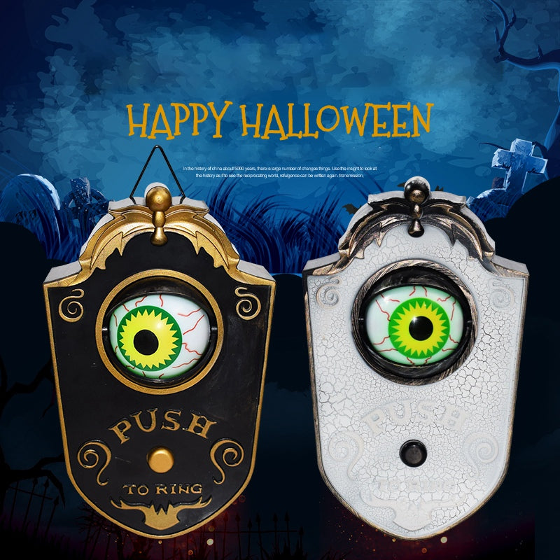 Novelty Halloween Door Decoration Horror Props Creepy Eye Doorbell Home Bar Scary Rotating Eye Doorbell