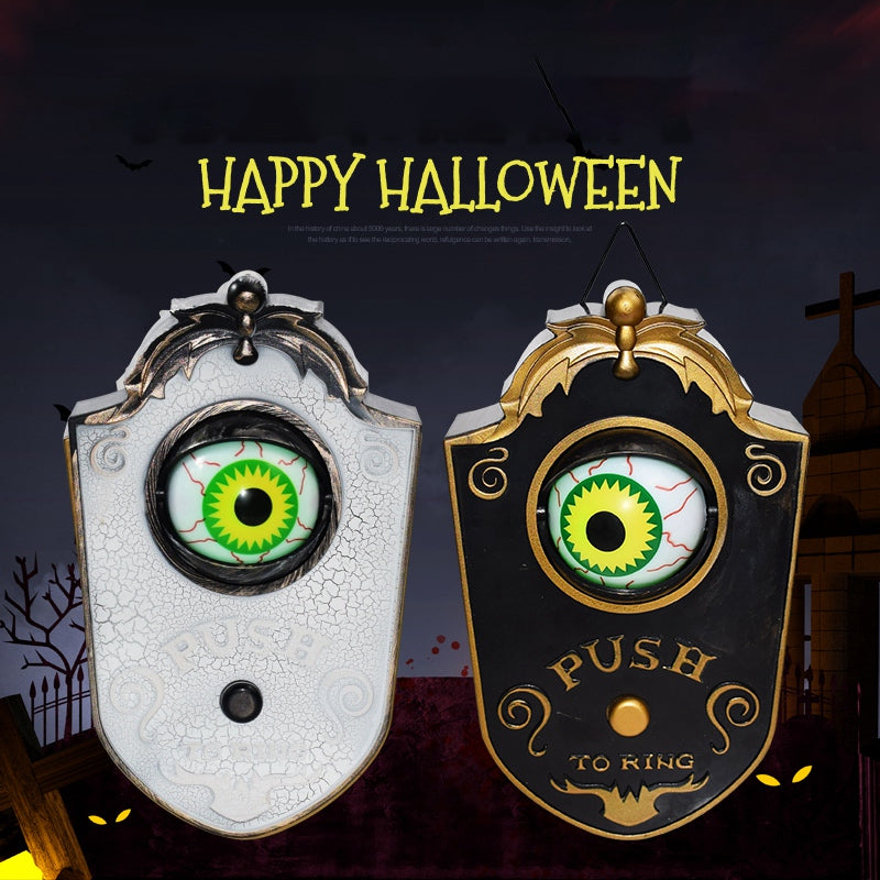 Novelty Halloween Door Decoration Horror Props Creepy Eye Doorbell Home Bar Scary Rotating Eye Doorbell