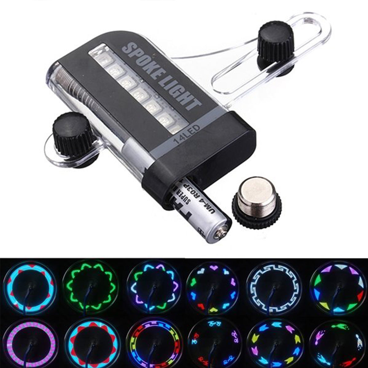 YOUOKLIGHT YK1509 14-LED Motorcycle Bike Wheel Signal Light 30 Changes