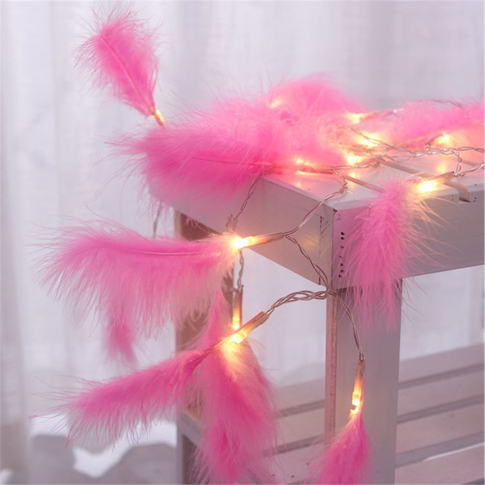 10/20 LED Romantic Feather String Light Christmas Tree Wedding Party Battery Operated Decorative Lamp