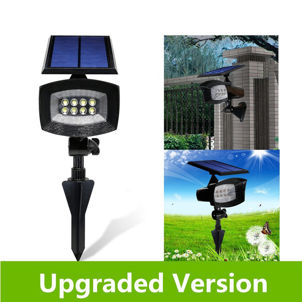 8-LED 400 Lumen Solar Spotlight Outdoor Landscape Light IP44 Waterproof Wall-mount In-ground White Light