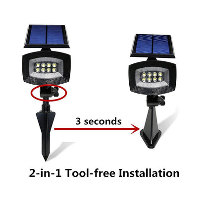 8-LED 400 Lumen Solar Spotlight Outdoor Landscape Light IP44 Waterproof Wall-mount In-ground White Light