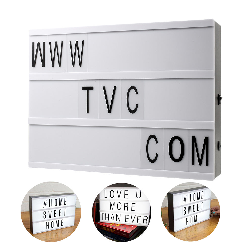 Cinema Style Light Box with 96 Bold Letters Wall Mounted LED Light A4 Size Portable Cinematic Light for Home Decor Message Gift with USB Cable