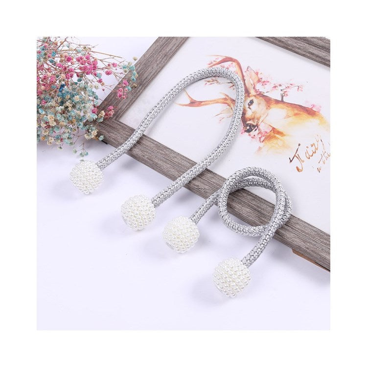 1 Pair Magnetic Curtain Tiebacks Braided Ball Buckle Drapery Holdback Clip