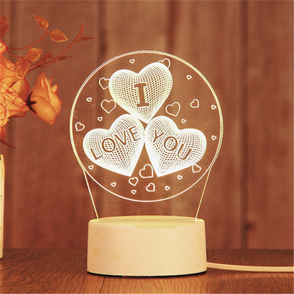 3D USB Acrylic Night Light LED Table Bedroom Lamp Birthday Gift