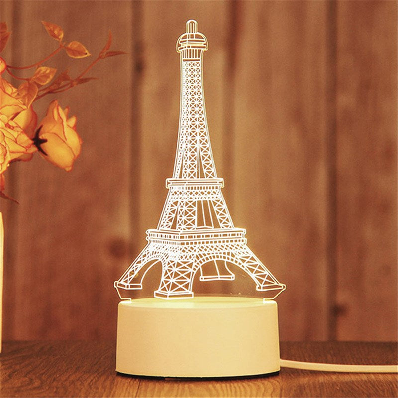 3D USB Acrylic Night Light LED Table Bedroom Lamp Birthday Gift