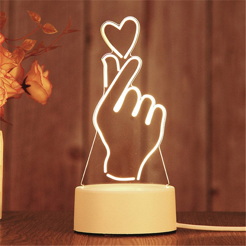 3D USB Acrylic Night Light LED Table Bedroom Lamp Birthday Gift