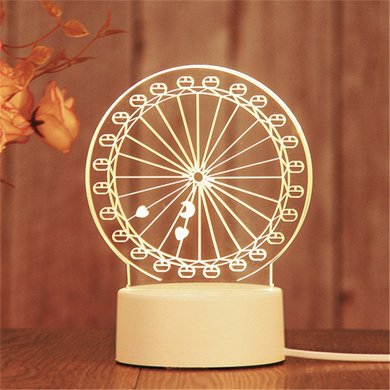 3D USB Acrylic Night Light LED Table Bedroom Lamp Birthday Gift