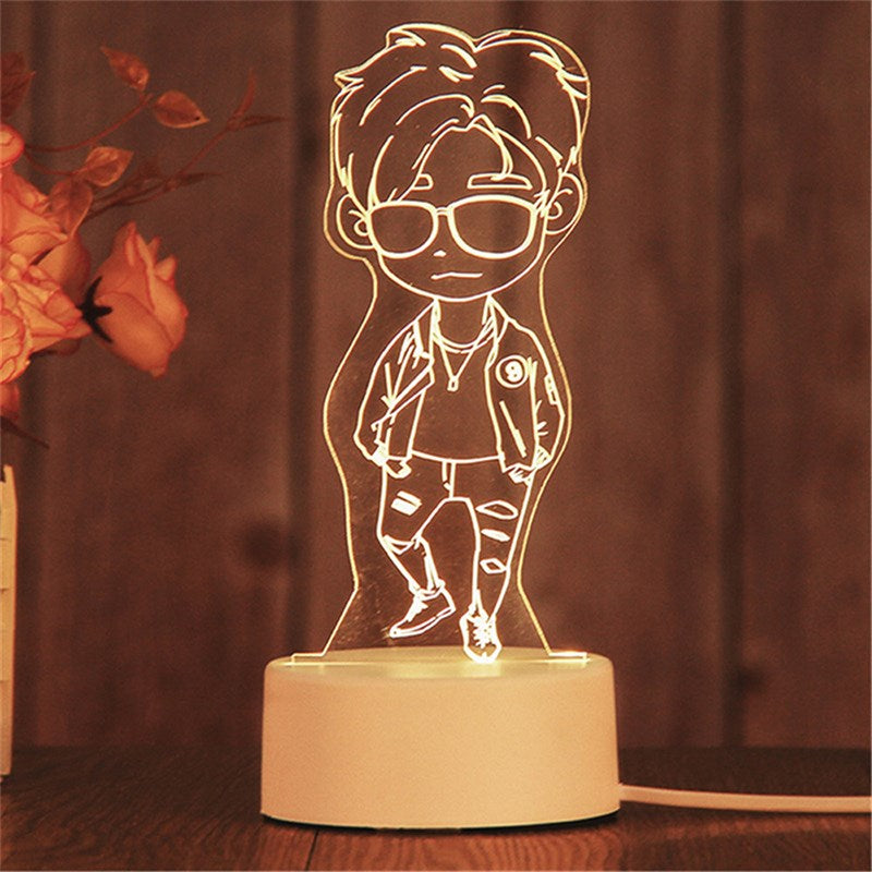 3D USB Acrylic Night Light LED Table Bedroom Lamp Birthday Gift