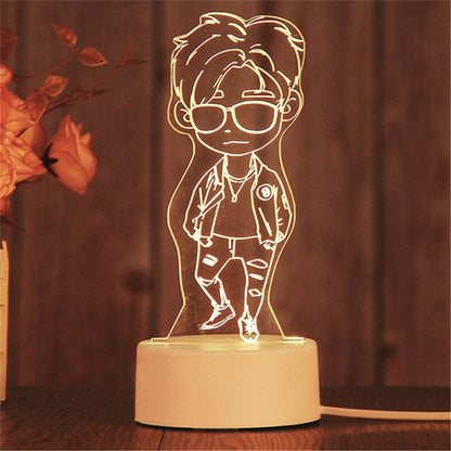 3D USB Acrylic Night Light LED Table Bedroom Lamp Birthday Gift