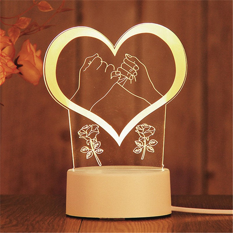 3D USB Acrylic Night Light LED Table Bedroom Lamp Birthday Gift