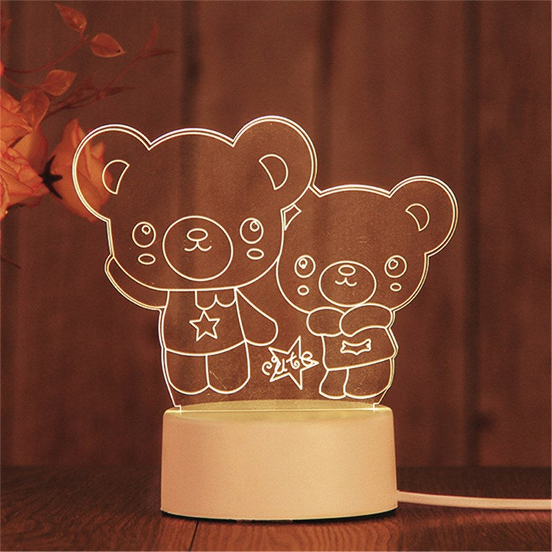 3D USB Acrylic Night Light LED Table Bedroom Lamp Birthday Gift