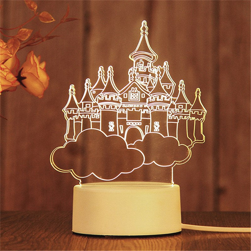 3D USB Acrylic Night Light LED Table Bedroom Lamp Birthday Gift