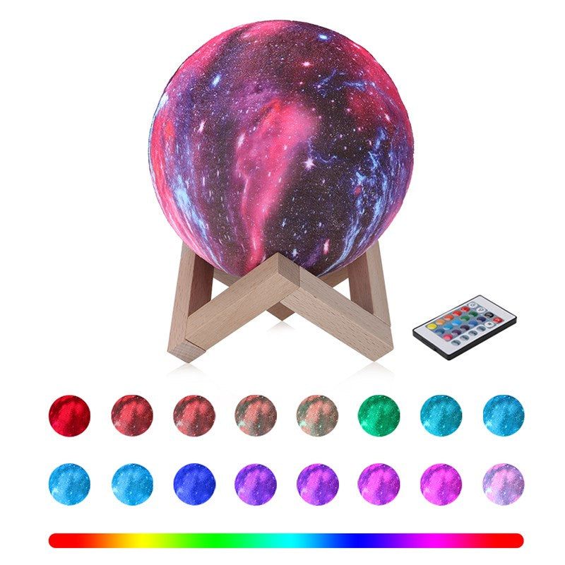 3D LED Night Light Table Desk Moon Lamp 16 Colors Colorful Painting with Remote