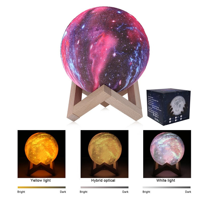 3D LED Night Light Table Desk Moon Lamp 16 Colors Colorful Painting with Remote