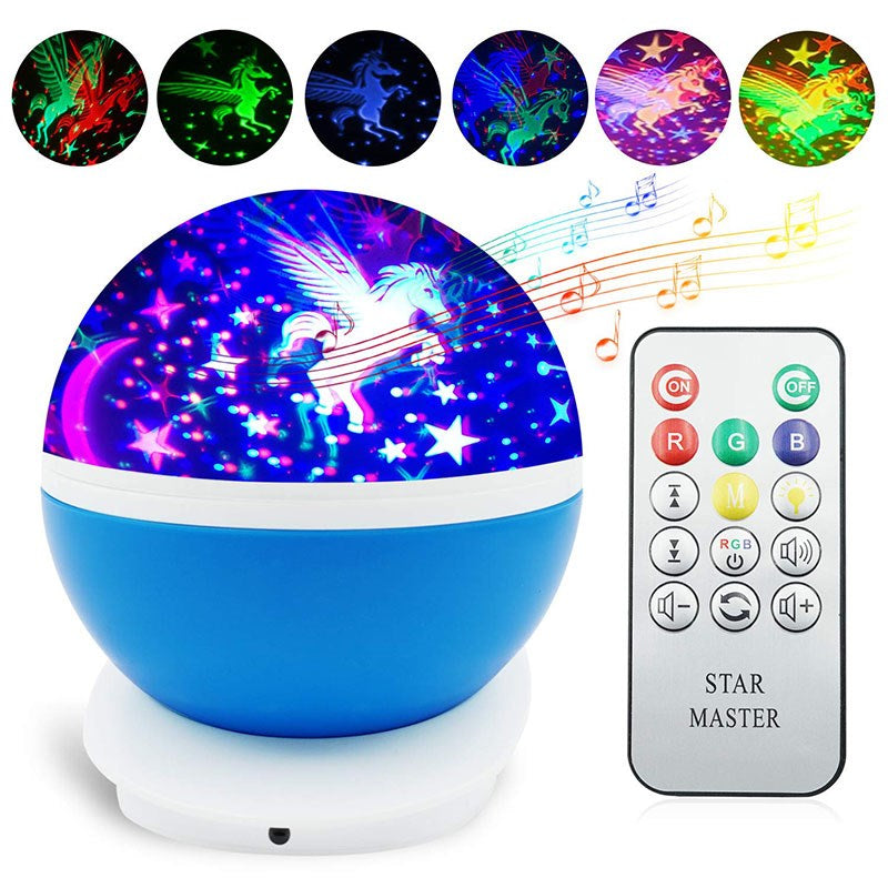 Romantic Music Night Light Night Lamp Starry Sky Pattern Rotatory LED Light