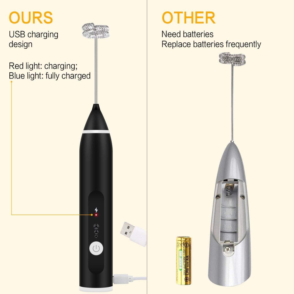 USB Rechargeable Electric Handheld Frother Household Mixer Kitchen Tool