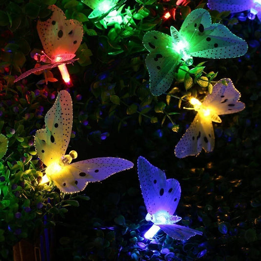 Multicolor Butterfly Solar Fairy String Light 4m 12-LED Home Yard Decor