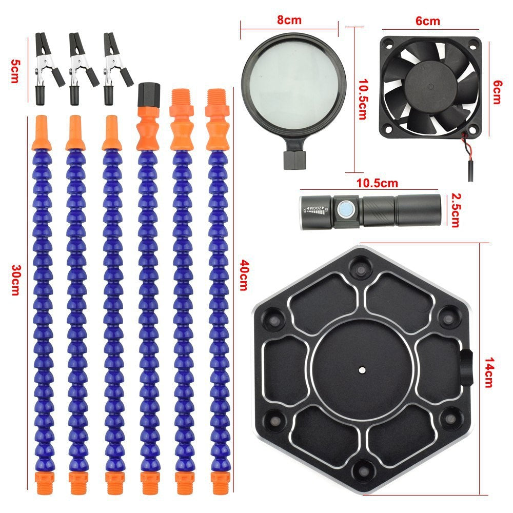 Multi Soldering Helping Hand Tool with 6Pcs Flexible Arms for PCB Board Soldering Repair Station