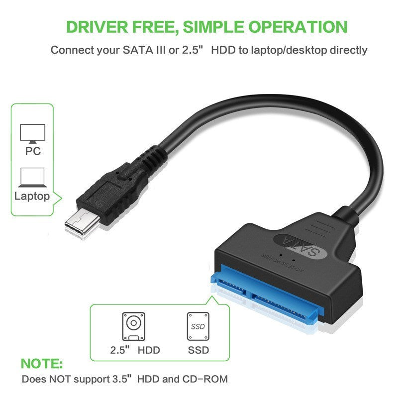 USB 3.1 Type C to SATA HDD SSD 2.5" Hard Drive Adapter Cable 15 - Pin