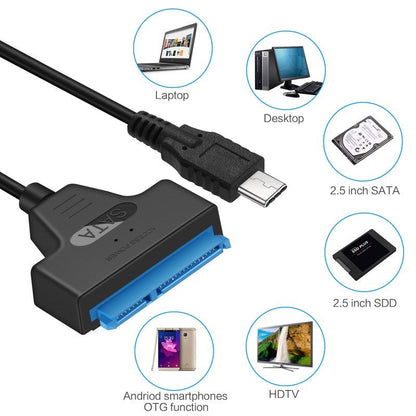 USB 3.1 Type C to SATA HDD SSD 2.5" Hard Drive Adapter Cable 15 - Pin