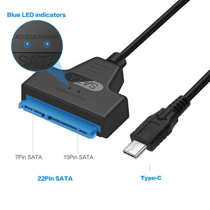 USB 3.1 Type C to SATA HDD SSD 2.5" Hard Drive Adapter Cable 15 - Pin