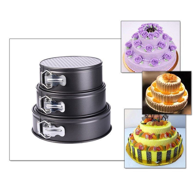 3 Pcs/Set 18/20/22cm Round Non-stick Lock Chiffon Mousse Cake Mold Maker