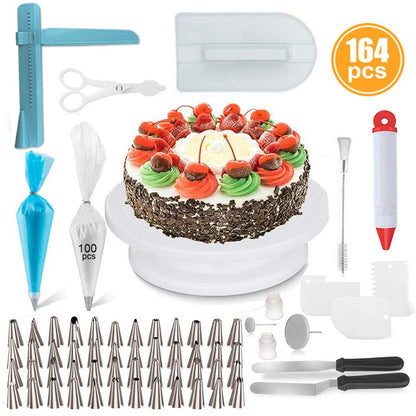 164 Pcs/Set DIY Baking Cake Home Kitchen Tool Turntable Set Practical Cake Nozzles