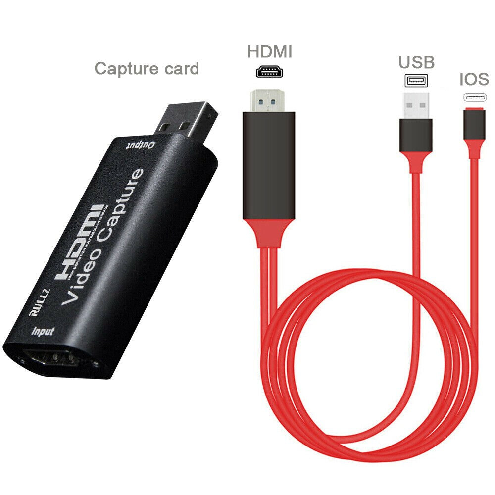 HDMI to USB 1080P Recorder Games / Video Capture Card - Capture Card+iOS to HDMI