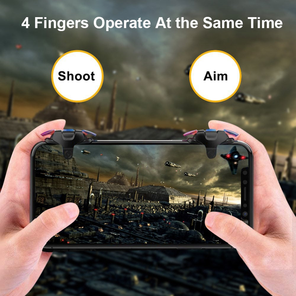 1 Pair Mobile Game Controller Trigger Cellphone Gaming Joystick 4 Fingers Operation Trigger