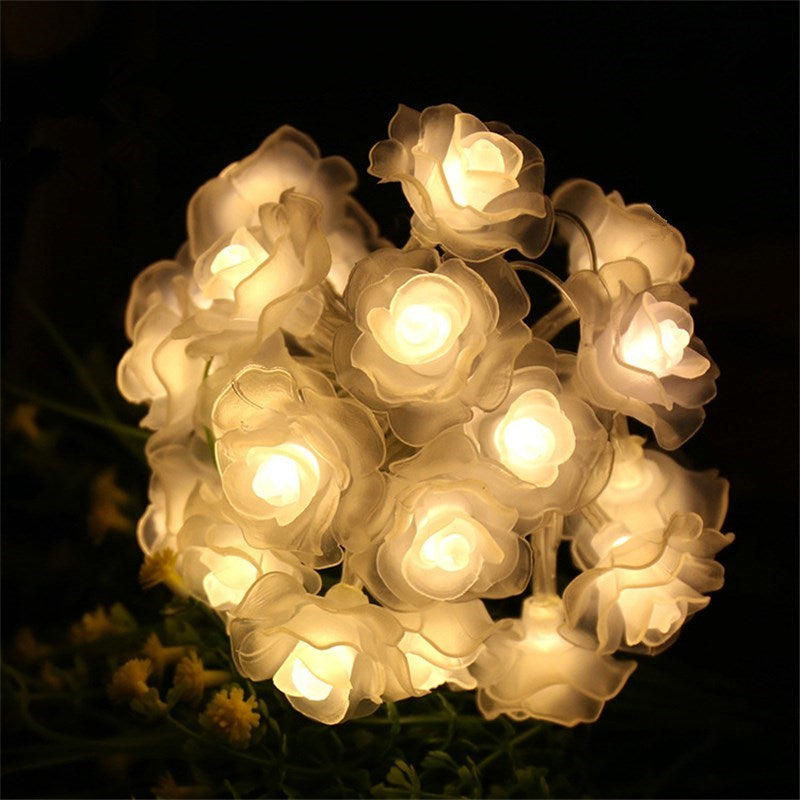 Rose Flower Bulb 20-LED Solar String Lights Outdoor Garden Fairy Lamp Decor