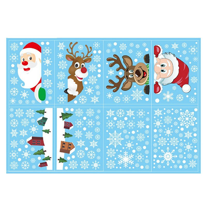 Xmas Snowflake Decals Window Cling Stickers for Glass Santa Claus Reindeer Wallpaper