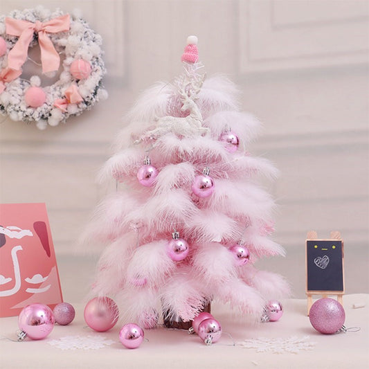 45cm/60cm Height Pink Christmas Tree & Glitter Balls Set Xmas String Light Decorations