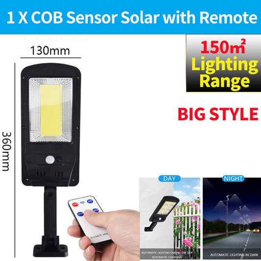 LED Solar Street Light 3 Modes Remote Garden Lamp IP67 Waterproof Motion Sensor Outdoor Lighting