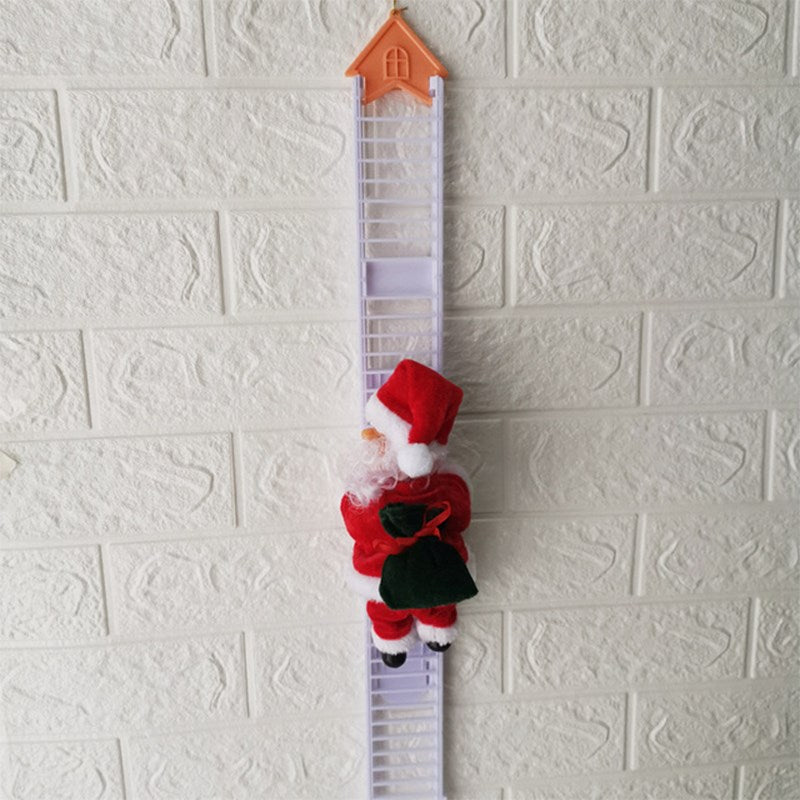 Electric Santa Claus Climbing Ladder Doll Xmas Party Figurine Decor Kids Christmas Gift Toy