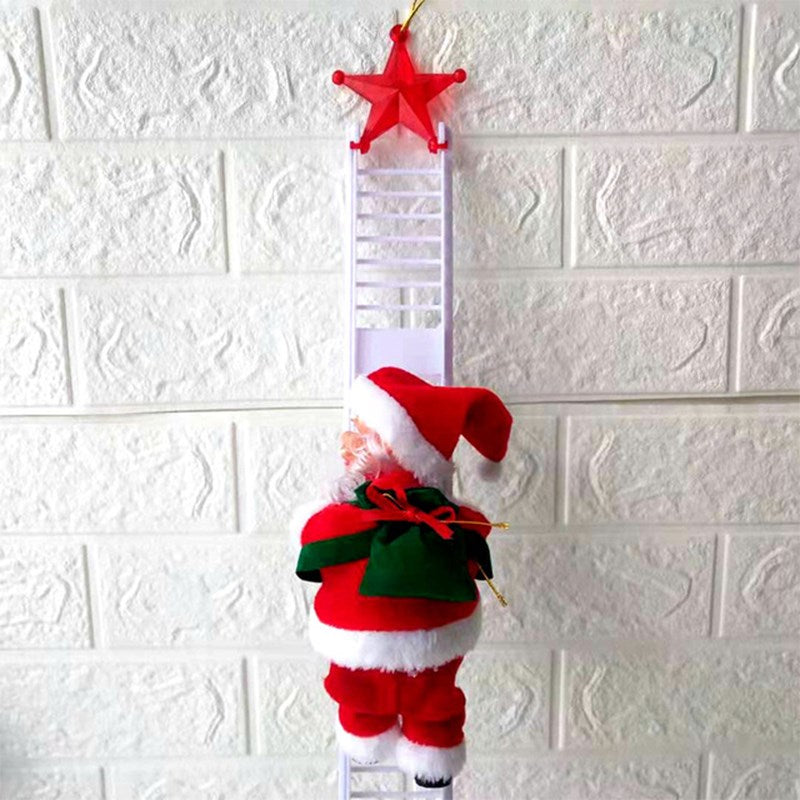 Electric Santa Claus Climbing Ladder Doll Xmas Party Figurine Decor Kids Christmas Gift Toy